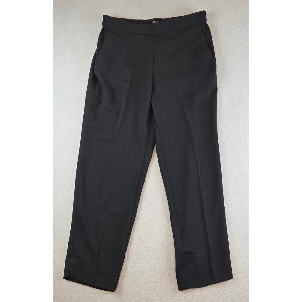 J.Crew Jamie Pull on Pant Women's 10 Straight Leg Elastic Waist Black Trousers